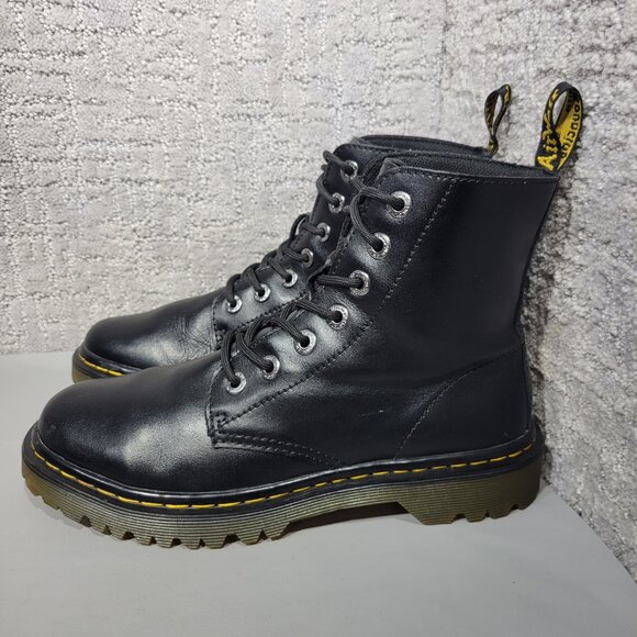 Dr Martens Luana Womens Size US 8 Black Leather Lace Up 7-Eye Combat Boot Shoes - Picture 1 of 11
